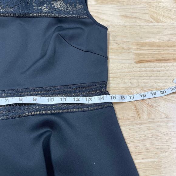 SHO by Tadashi Shoji NWOT Lace Trim Fit & Flare Dress Black Size 10 Semi-Sheer - Picture 8 of 12